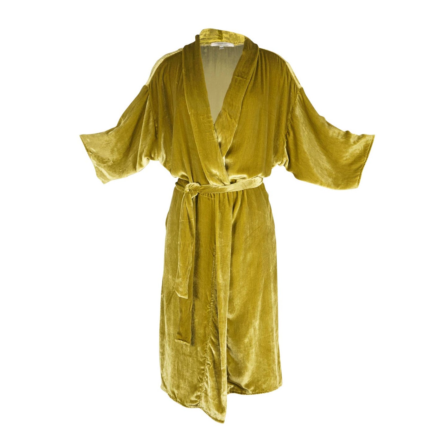 Chartreuse Silk Velvet Koi Kimono