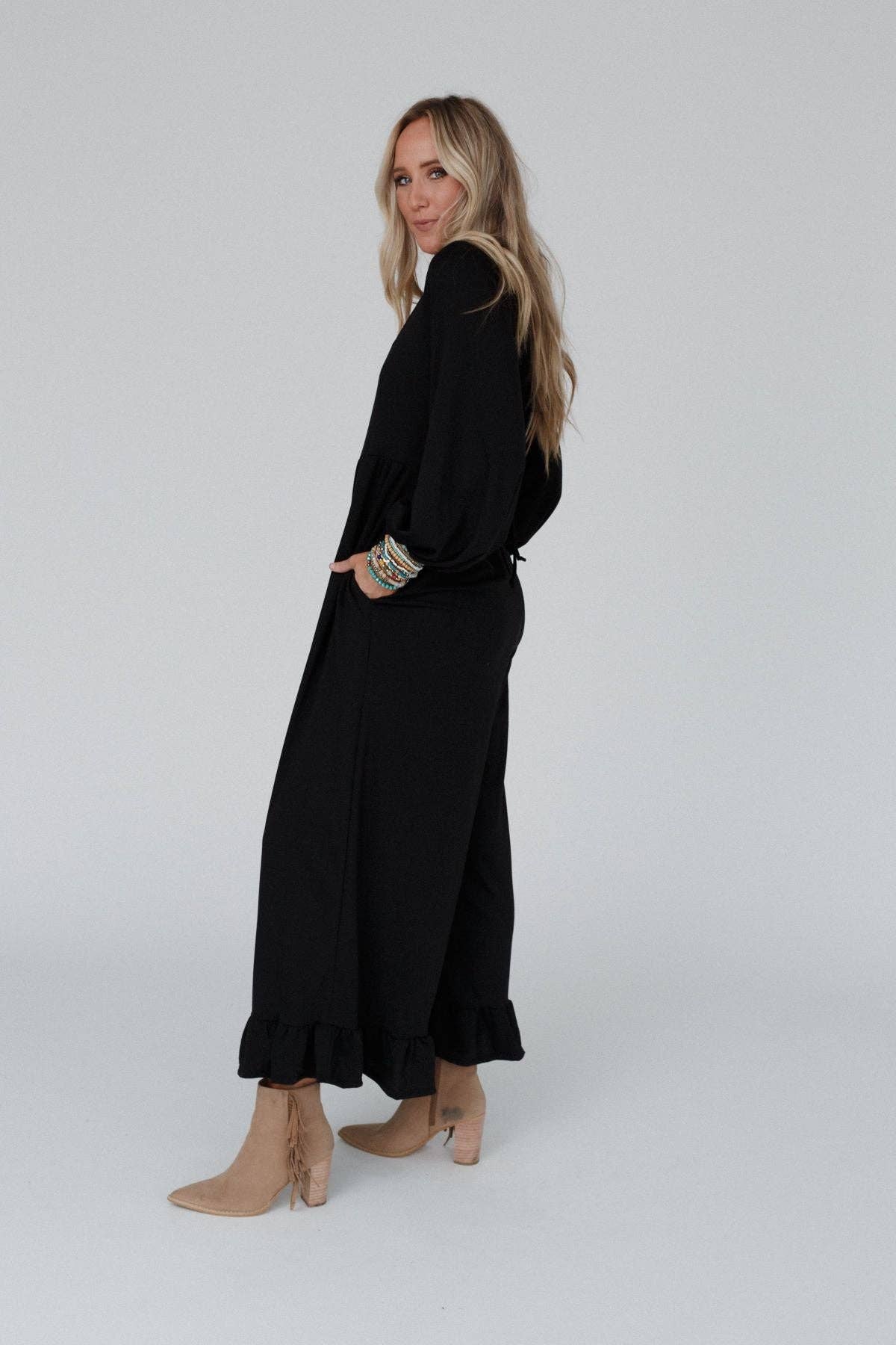 Long Sleeve Jumpsuit - Black