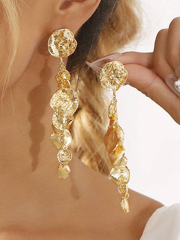 Geometric Gold Tasseled Earrings