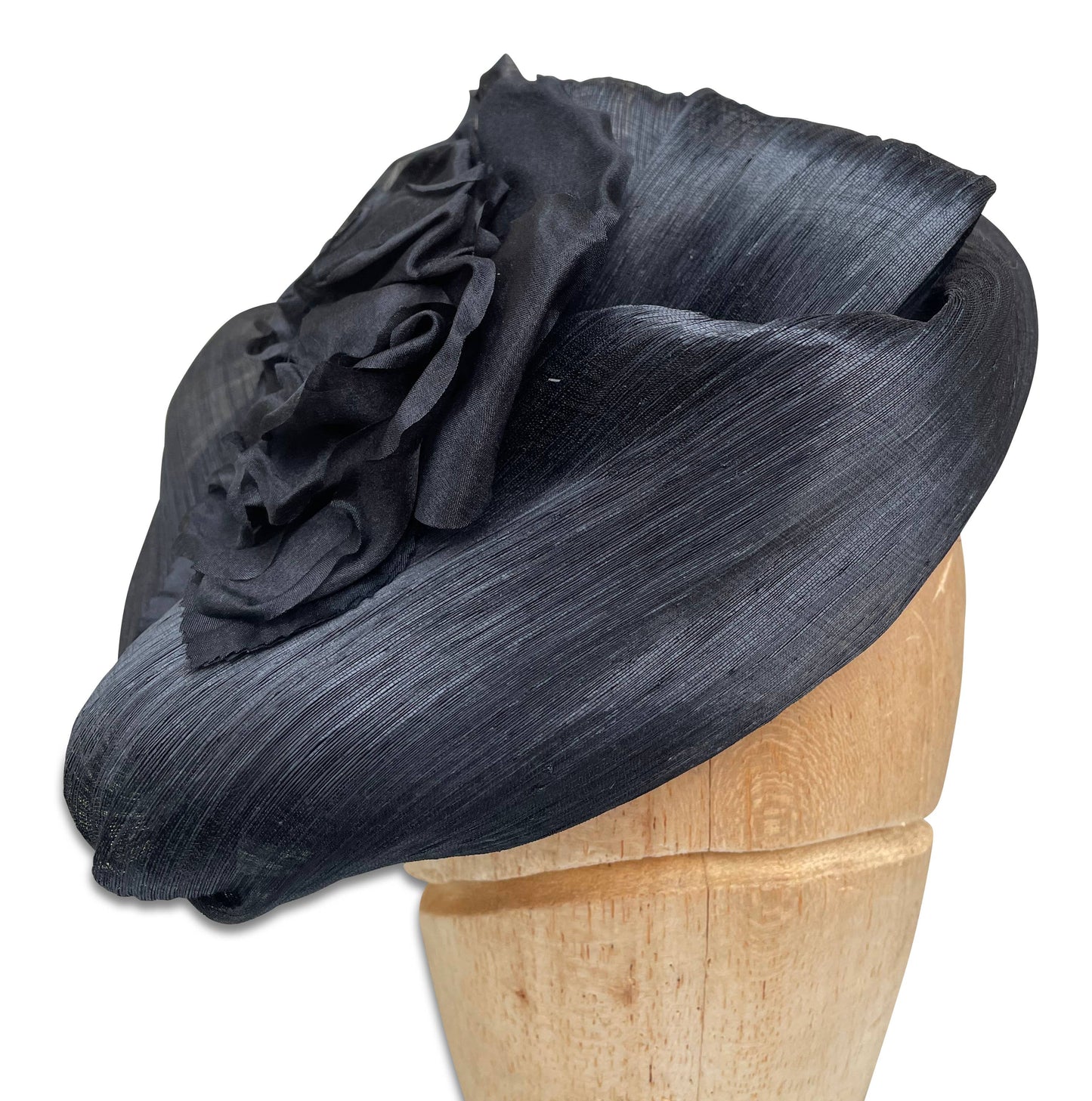 Cynthia - Black Silk Abaca Fascinator