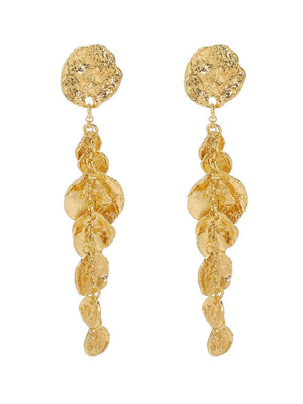 Geometric Gold Tasseled Earrings