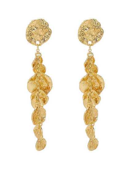 Geometric Gold Tasseled Earrings