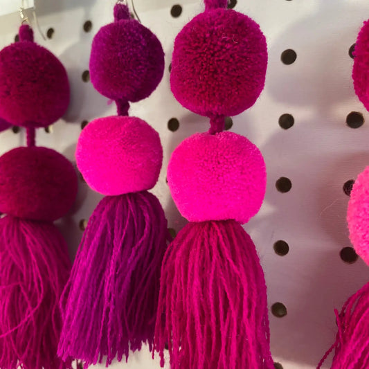 Mixed Pinks Pompom Earrings