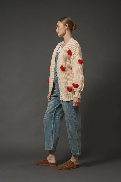 3D HEART CHUNKY CARDIGAN