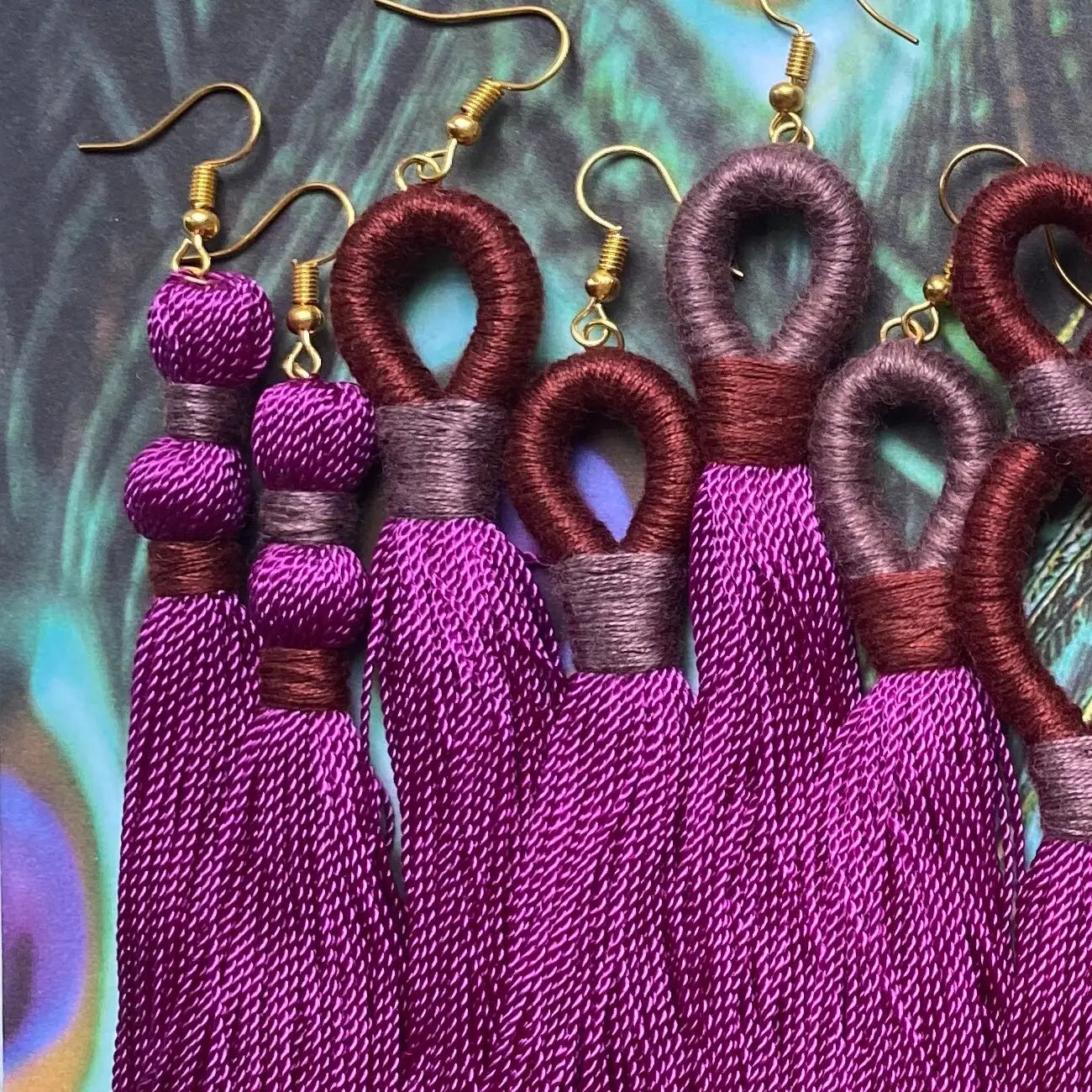 Purple Pinch Tassel Earring