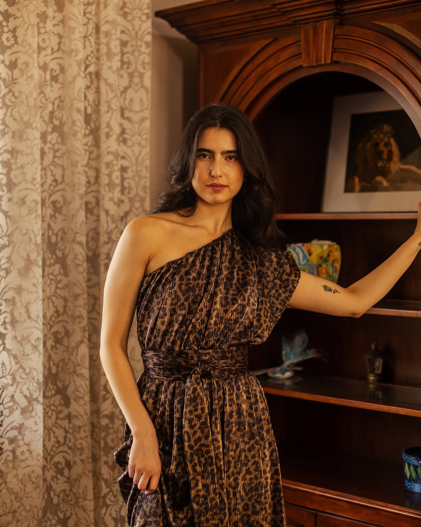 Panther Slink Pleated Maxi Dress