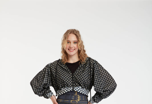 Hoody Puff - Basics_Black Checkered