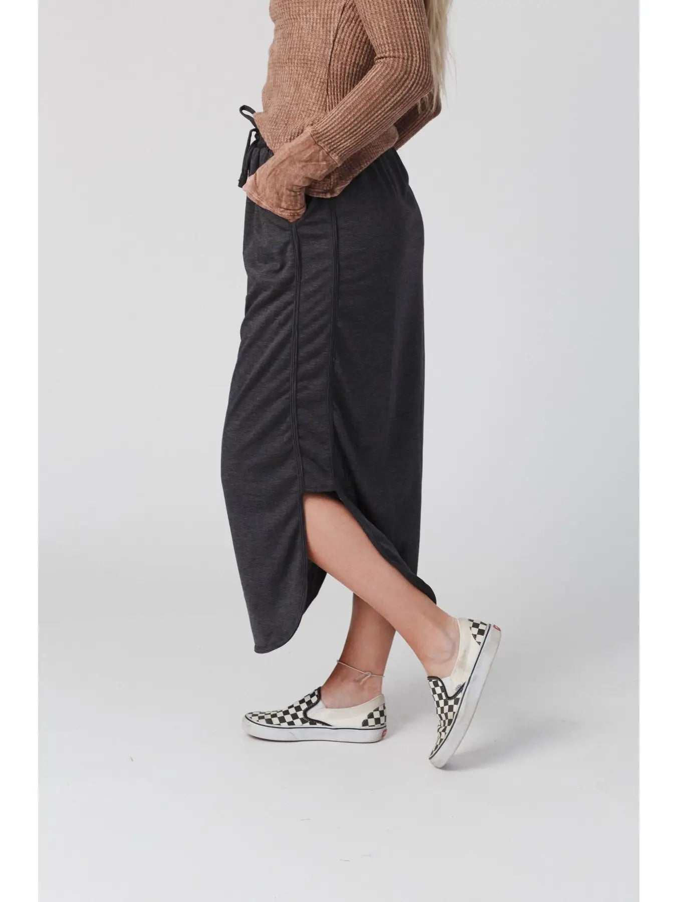 Drawstring Maxi Skirt