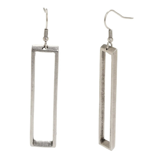 Handmade Rectangle Pewter Earrings