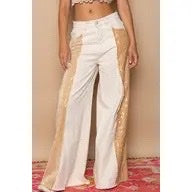 Floral Sequin Patch Point Casual Pants