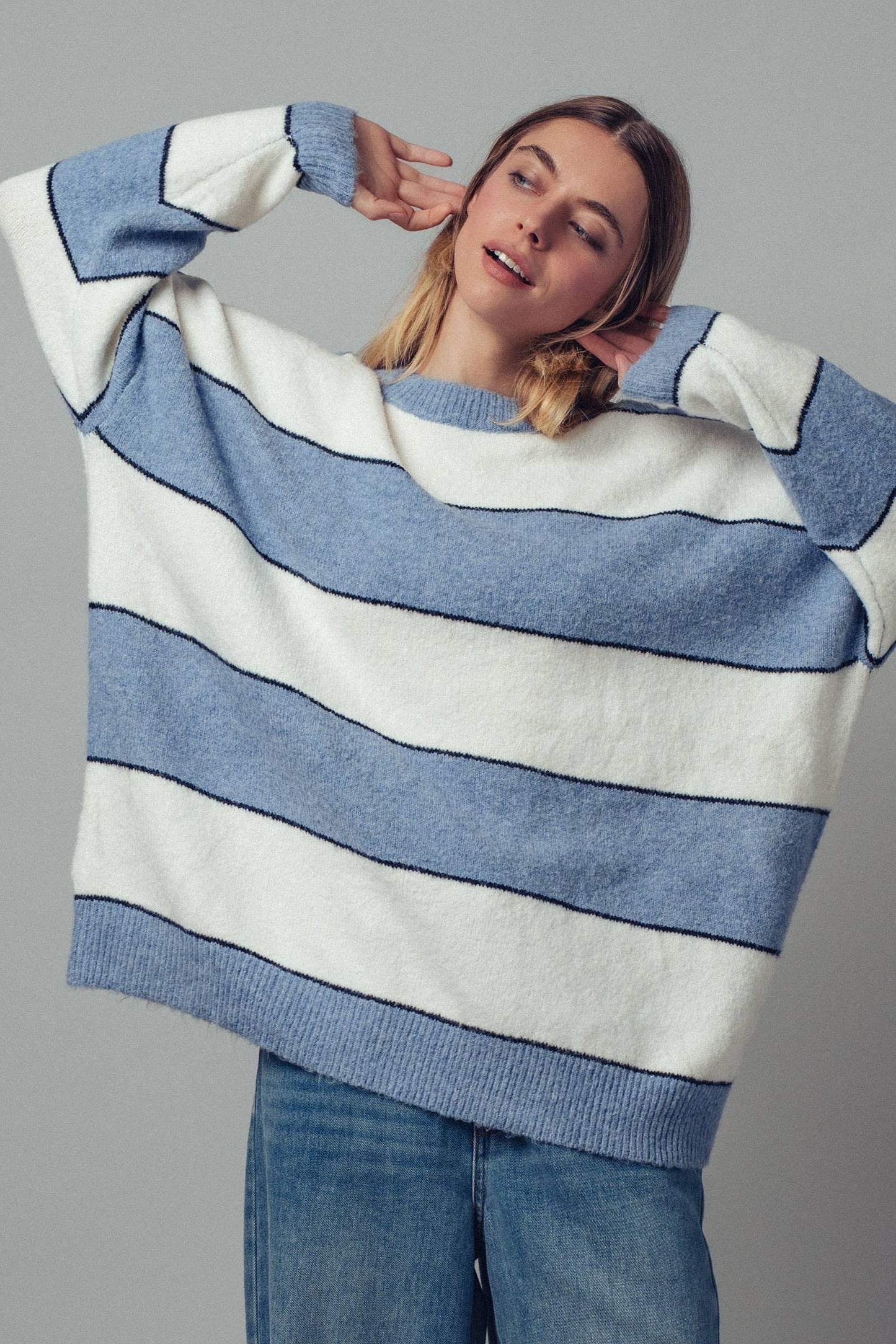 Oversized Rugby Stripe Knit Sweater