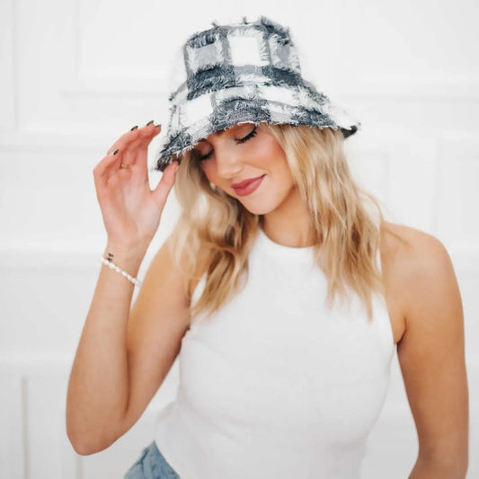 Black and White Plaid Bucket Hat