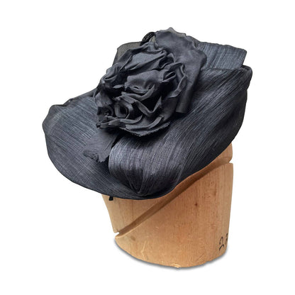 Cynthia - Black Silk Abaca Fascinator