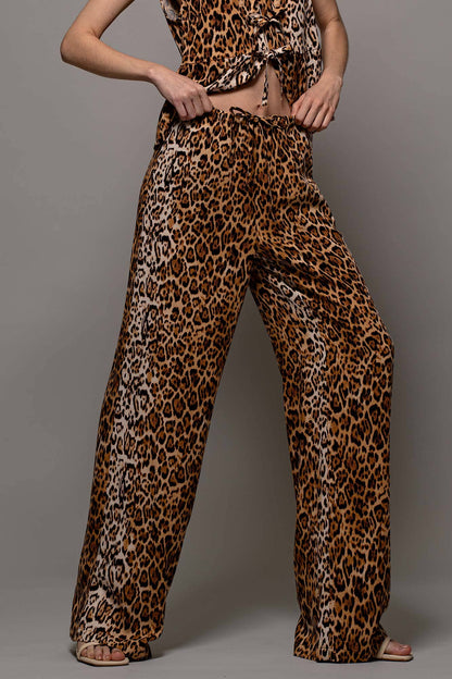 Leopard Print High-Waisted Palazzo Pants
