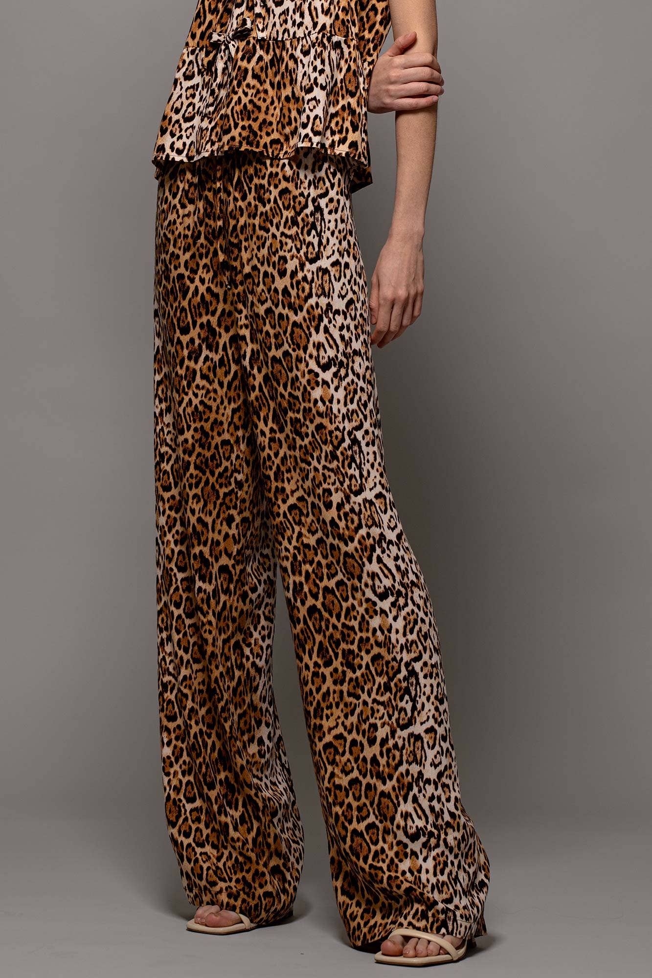 Leopard Print High-Waisted Palazzo Pants