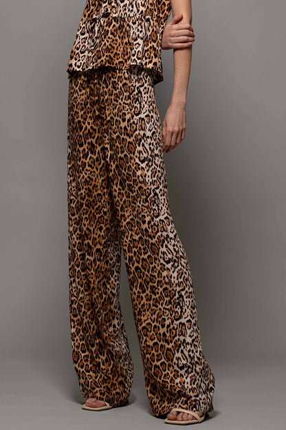 Leopard Print High-Waisted Palazzo Pants