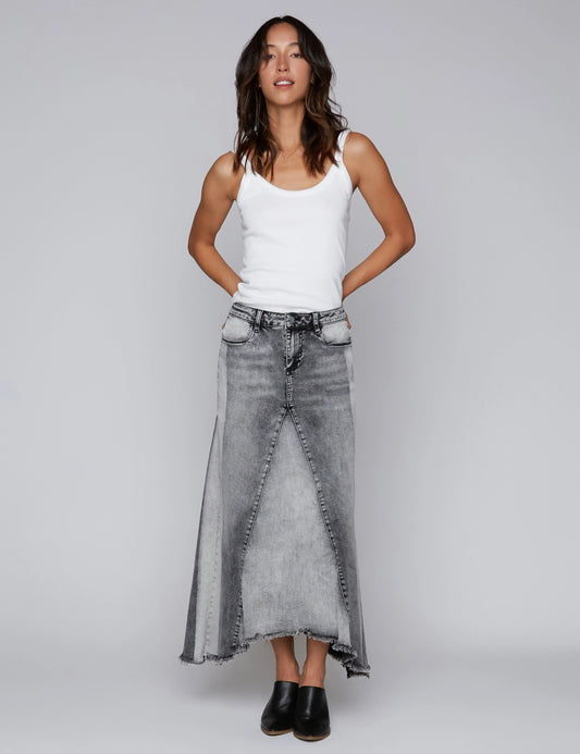 Selma Pieced Denim Midi Skirt