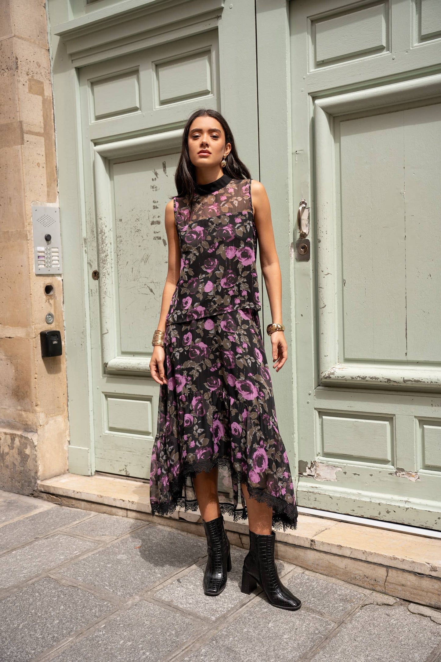 Floral top + skirt set