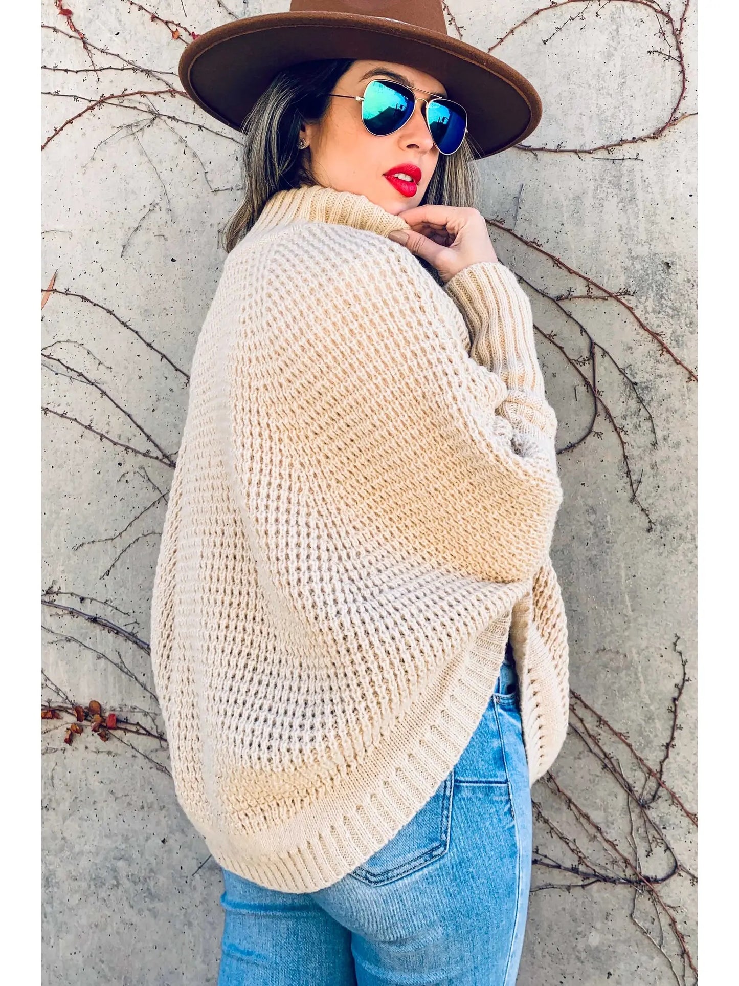 Dolman Sleeve Turtleneck Poncho