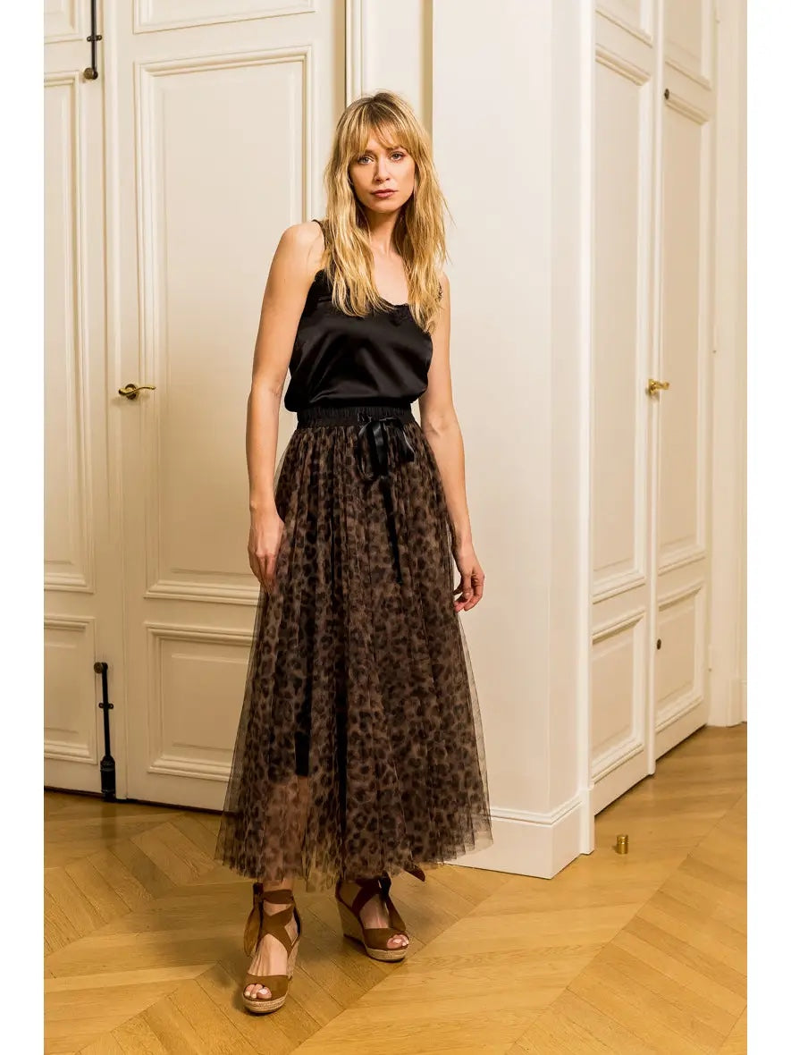 Aria Big Leopard Tulle Skirt