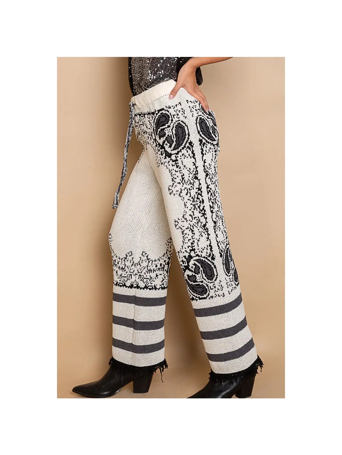 Paisley Pattern Chenille Sweater Pants