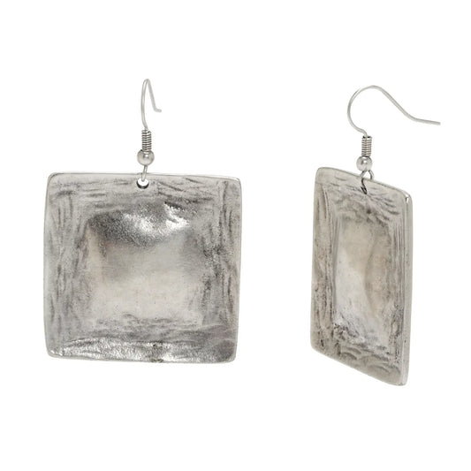 Handmade Square Pewter Earrings