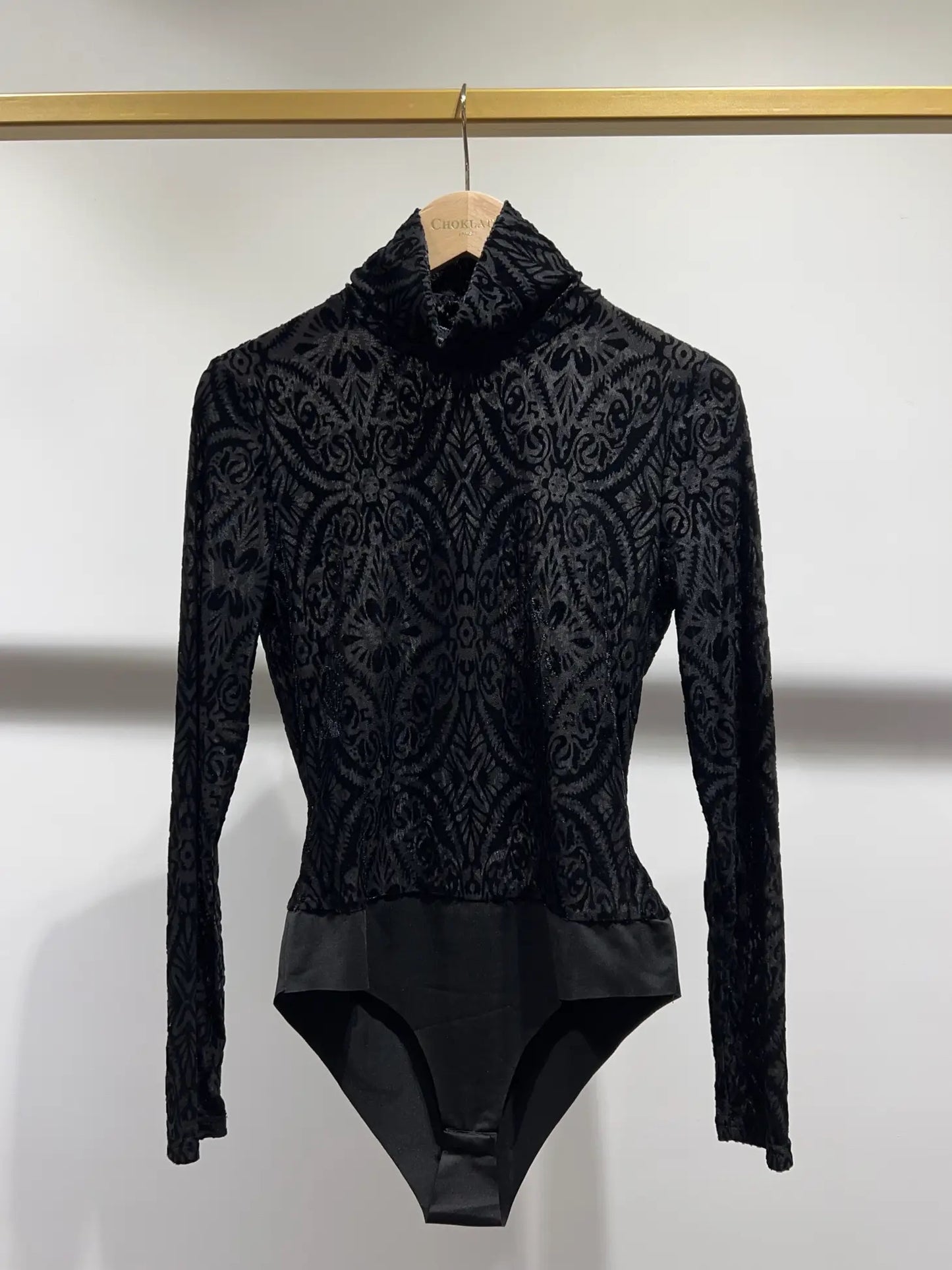 Velvet Flower Turtleneck Bodysuit