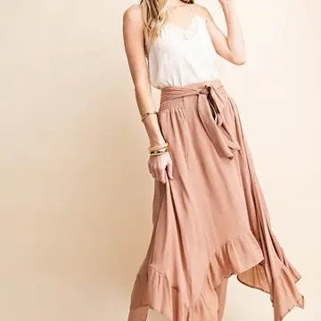 Side Tied Midi Skirt