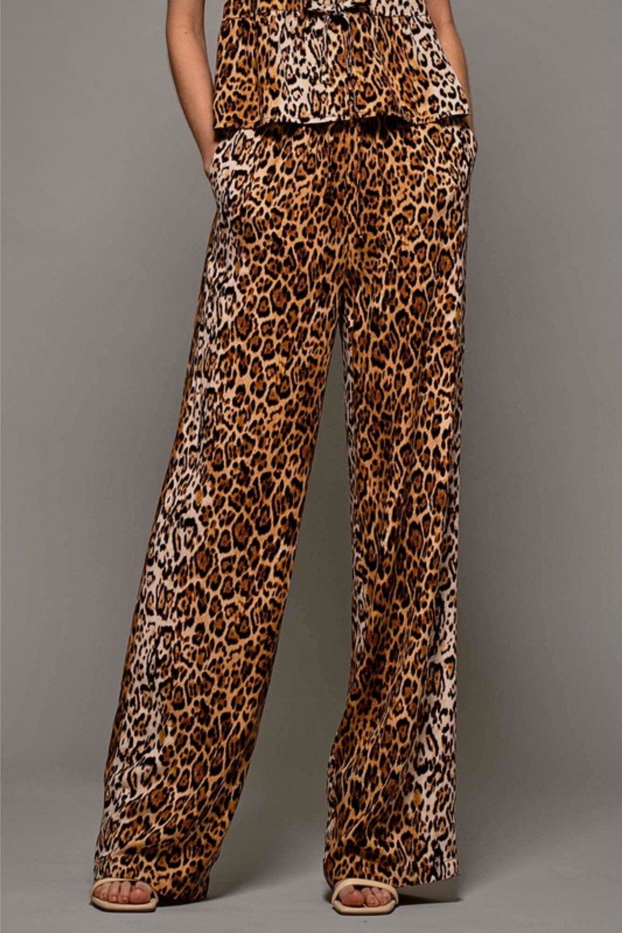 Leopard Print High-Waisted Palazzo Pants