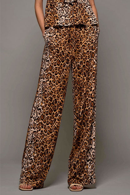 Leopard Print High-Waisted Palazzo Pants
