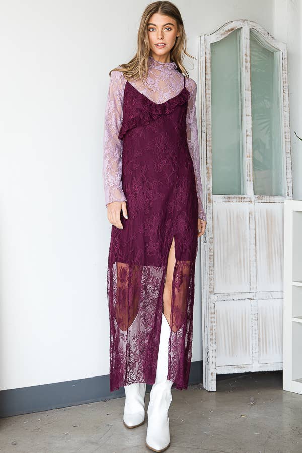 Lace Side Sit Sleeveless Dress