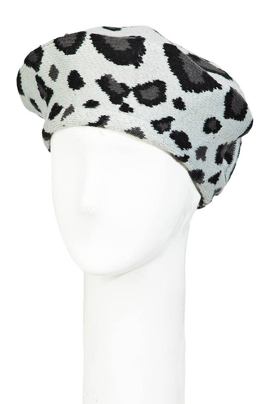 Leopard Print Stretch Beret