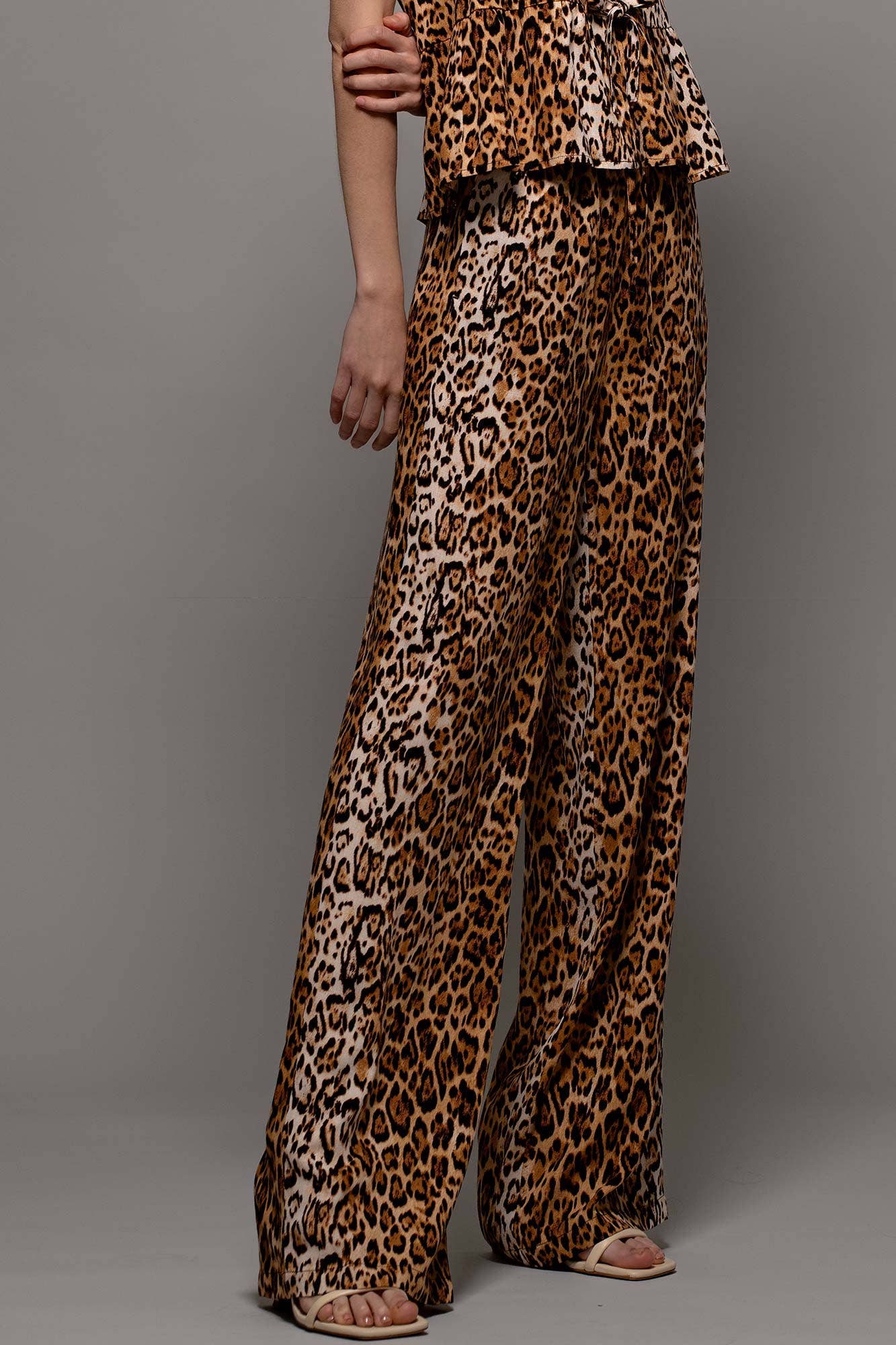 Leopard Print High-Waisted Palazzo Pants