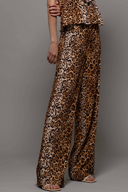 Leopard Print High-Waisted Palazzo Pants