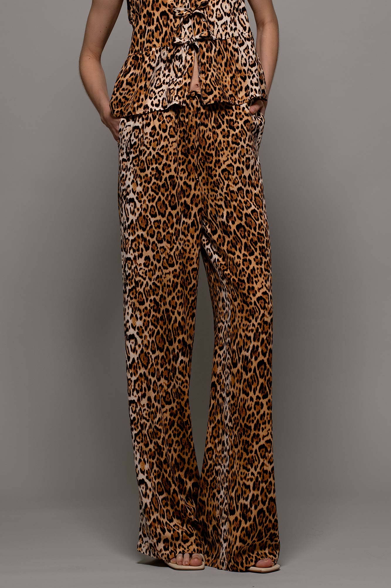 Leopard Print High-Waisted Palazzo Pants