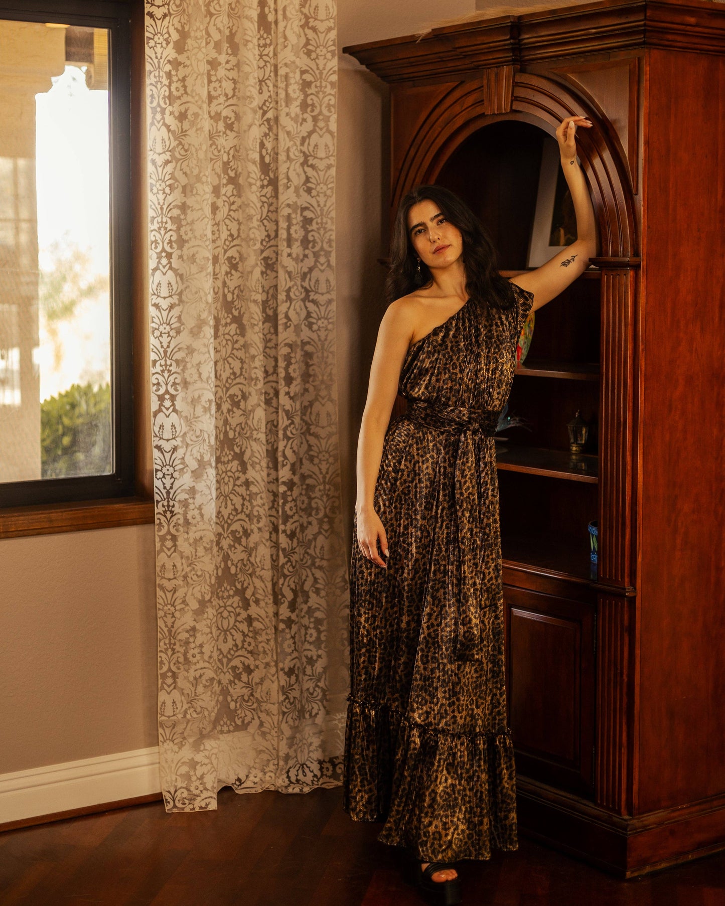 Panther Slink Pleated Maxi Dress