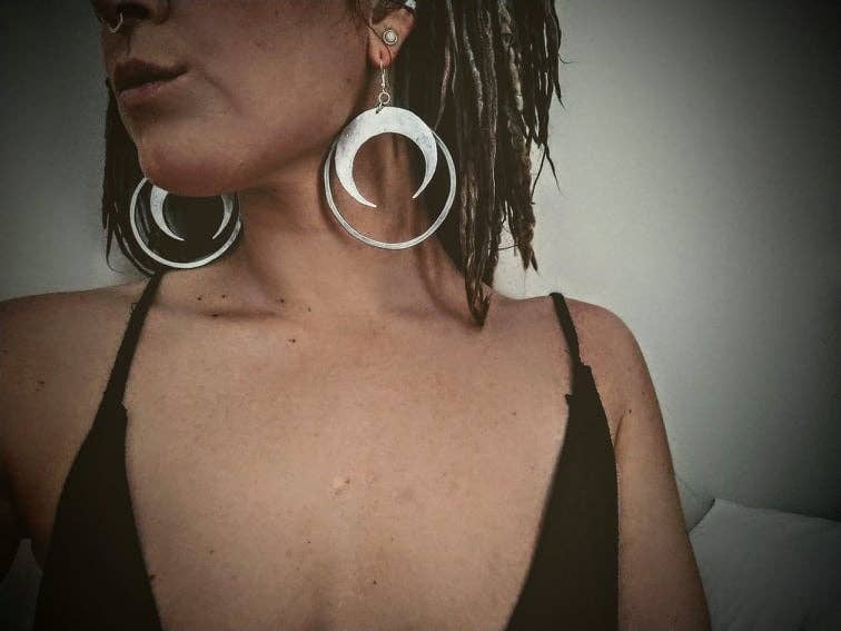 Moon and Circle Statement Earrings