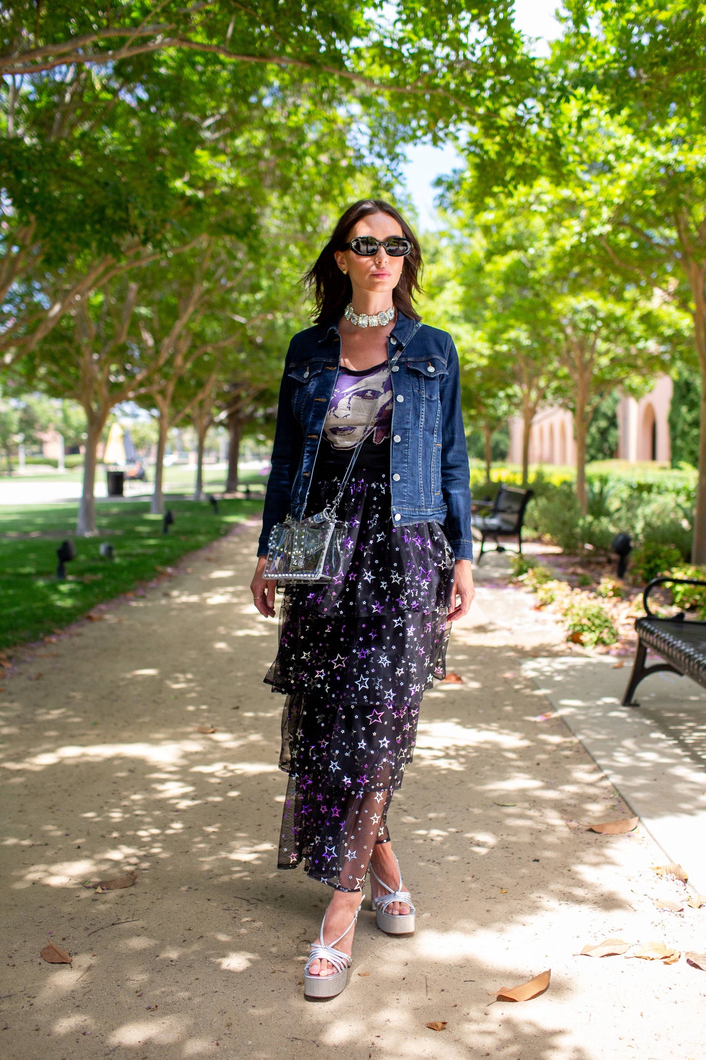 Amethyst Stars Tiered Maxi Skirt