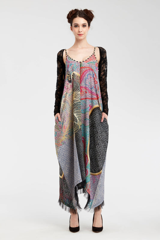 Dress V Neck - Royal Summer Stamp