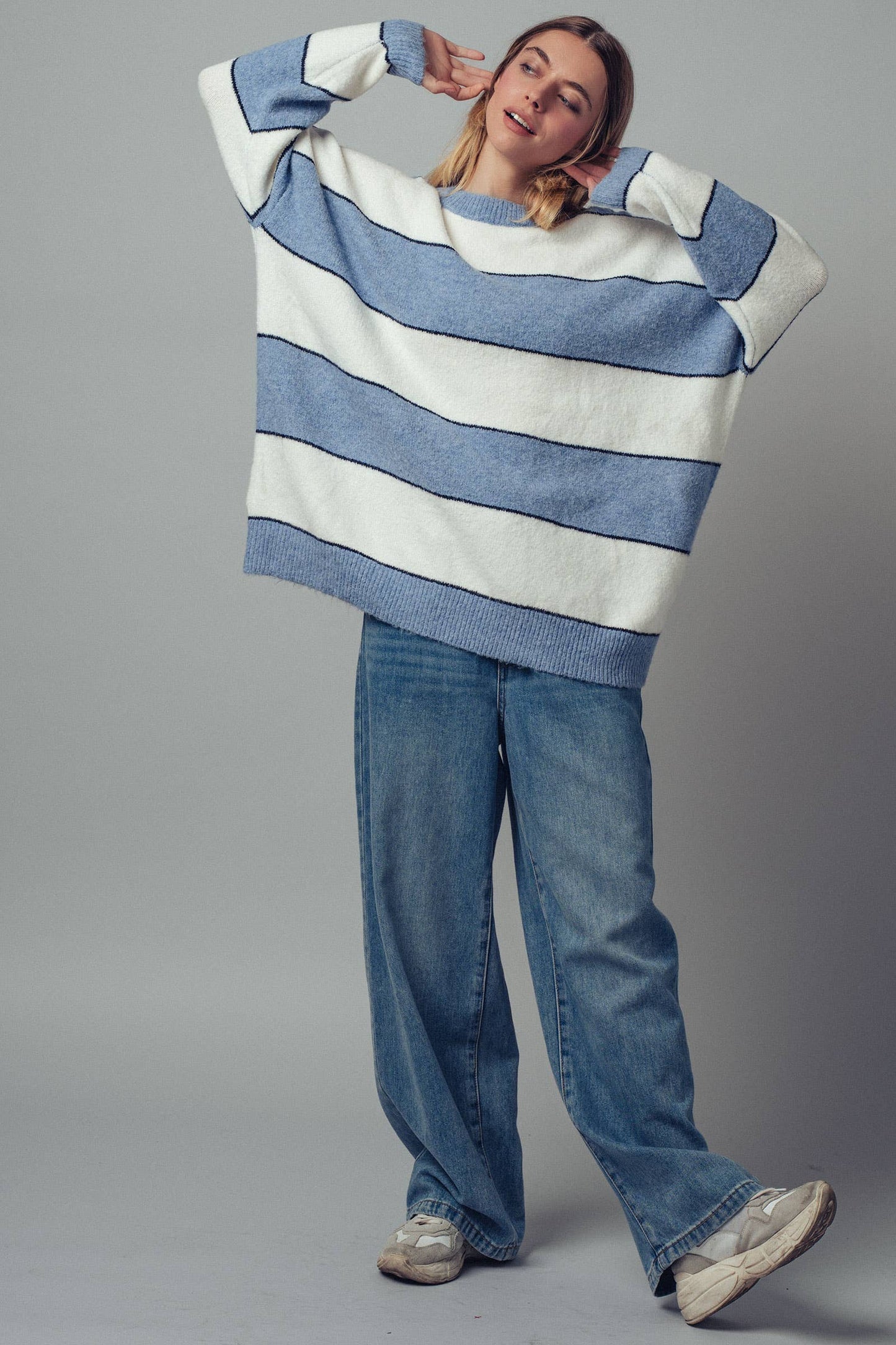 Oversized Rugby Stripe Knit Sweater