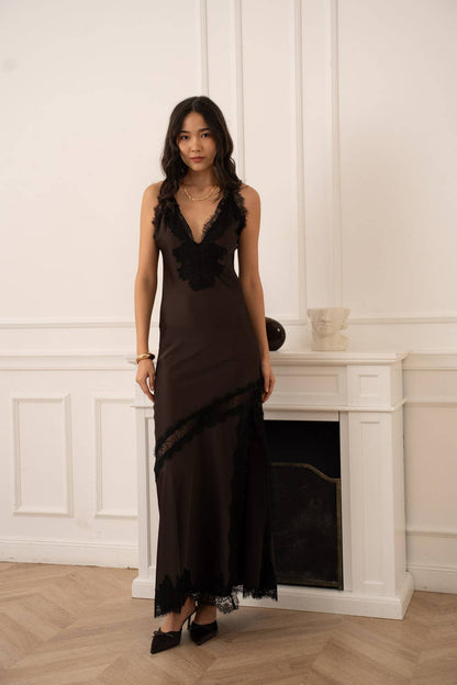 Asymmetrical Satin Lace Dress